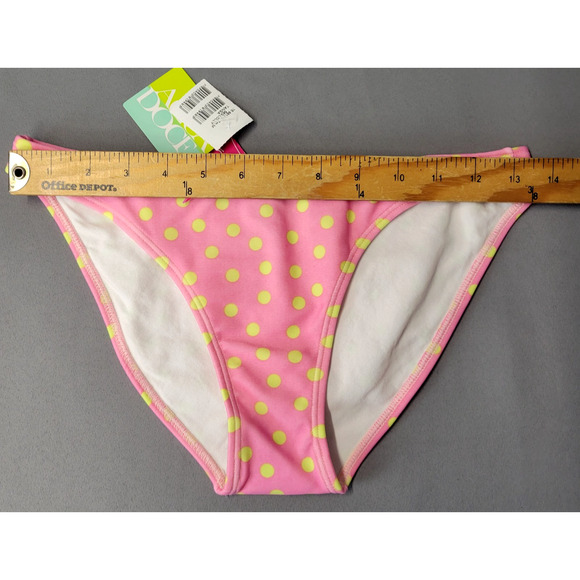 Agua Doce Polka Dot Full Bikini Bottom Swimsuit Womens M Beachwear Pink Yellow - Picture 3 of 10